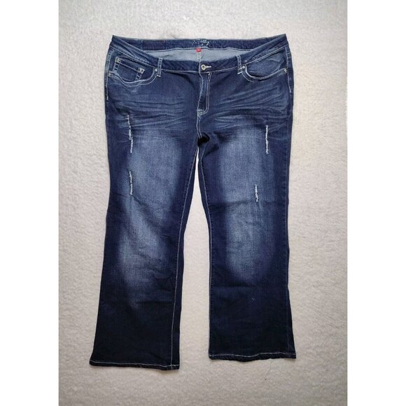 FireFly Women's Plus Size 22 Boot Cut Embroidered Jeans Distressed Embellished - Picture 1 of 8